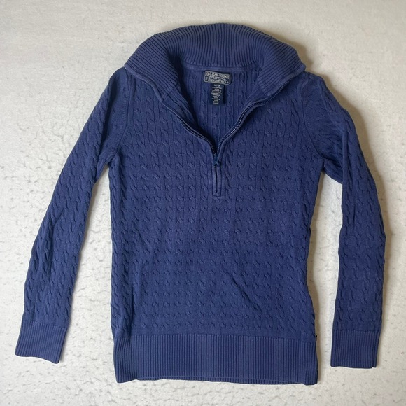Polo Jeans Company Ralph Lauren Sweaters - Polo Jeans Company Ralph Lauren Cable Knit Quarter Zip Sweater Navy Blue M M